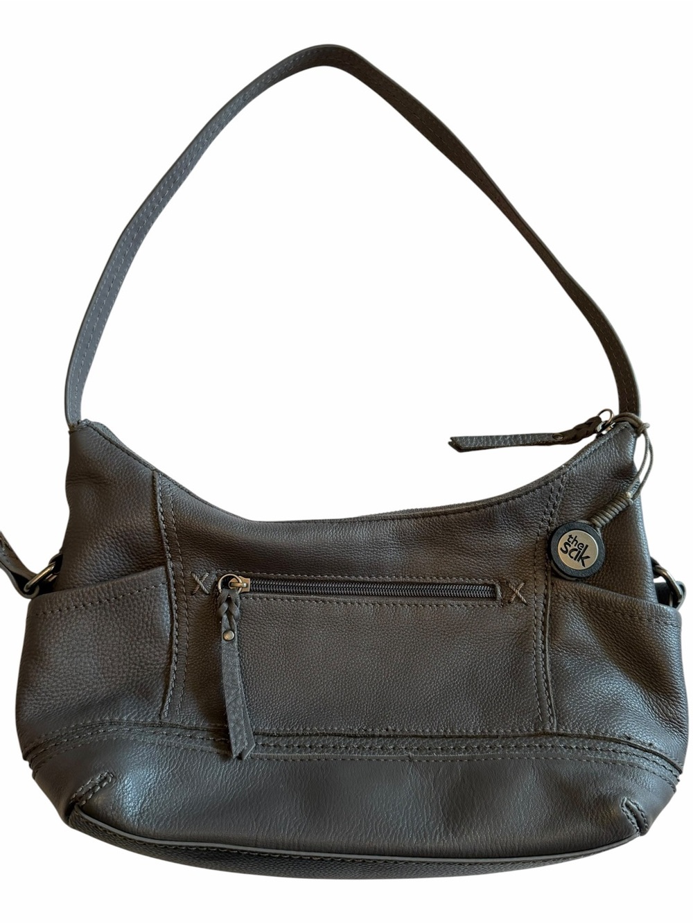 THE SAK Gray Pebbled Leather Shoulder Bag